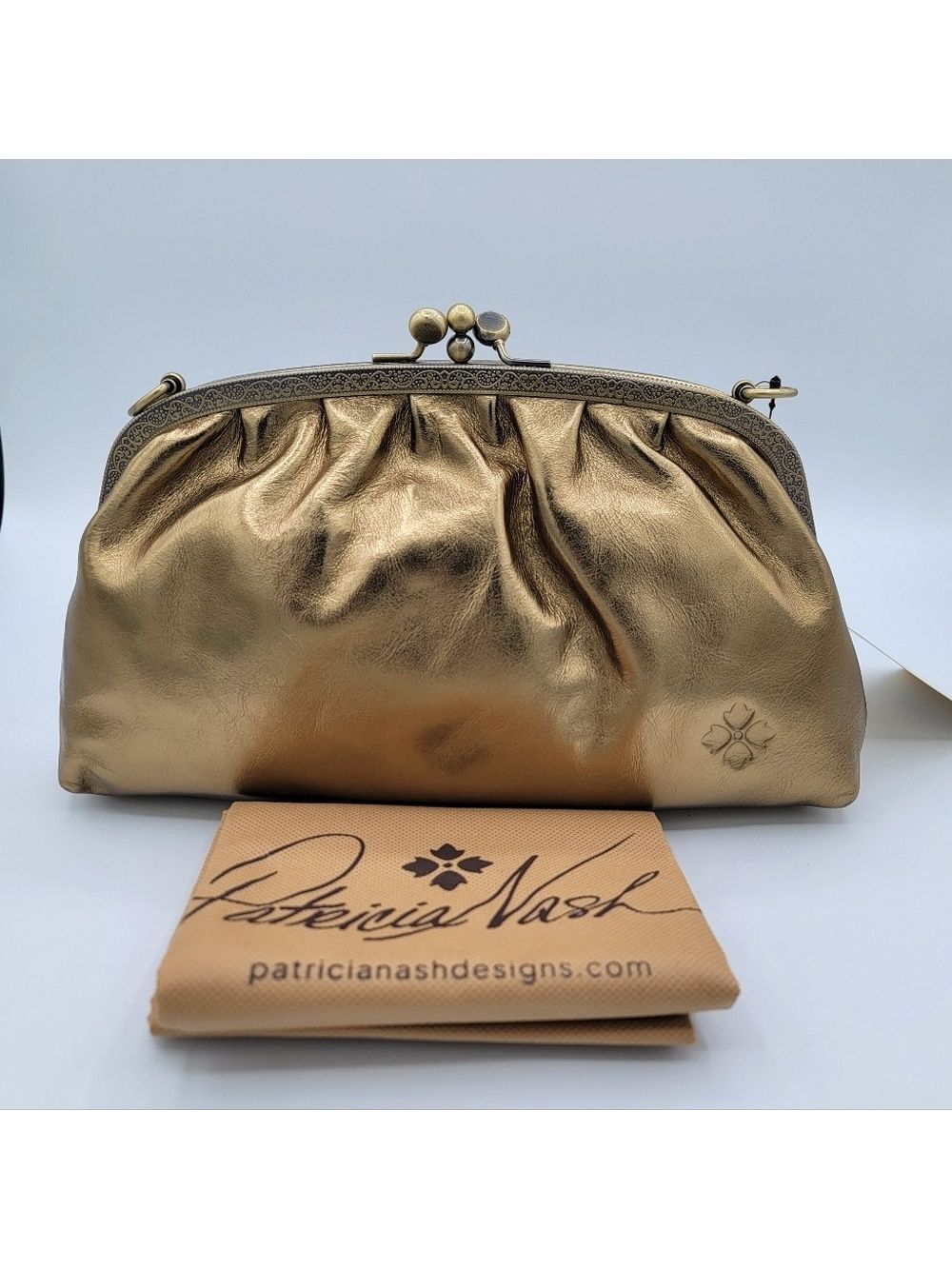 Patricia Nash Leather Frame Bag Dual Kisslock NEW #2843